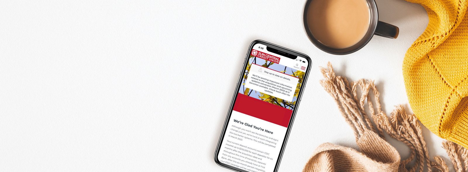 Smartphone showing GrandSouth Bank page.
