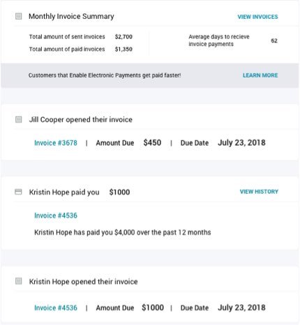 Autobooks invoices screen.
